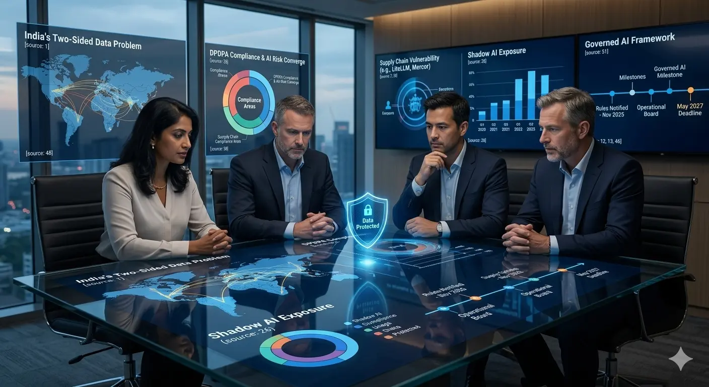 Professional illustration representing DPDPA and AI data risk